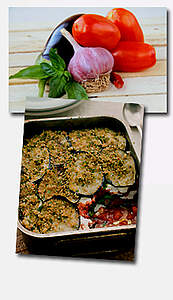 Gratineret fisk i aubergine